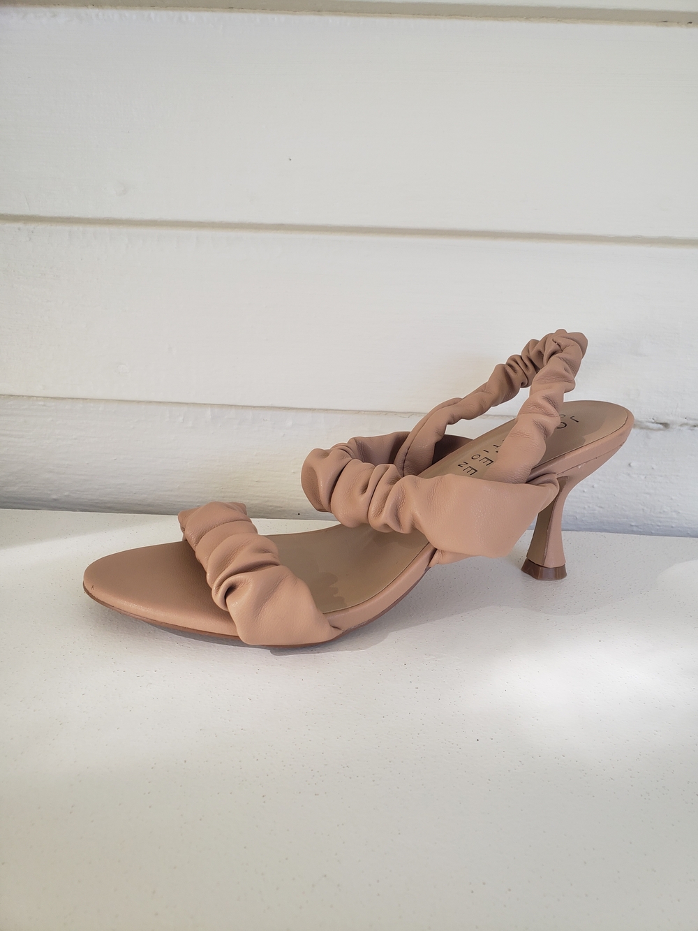 Journee Collection Amaree Ruched Slingback Heeled Sandal in Nude Size 7